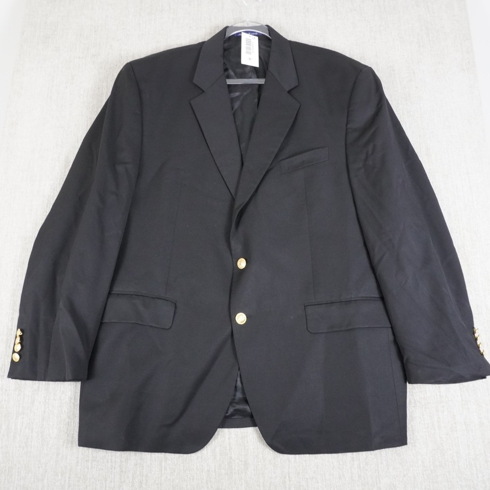 Chaps Blazer 44R Black Wool W/ Gold Buttons Sport Coat Blazer EXCELLENT